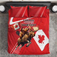 Personalized Beaver and Moose Happy Canada Day Bedding Set Est 1867 A Mari Usque Ad Mare