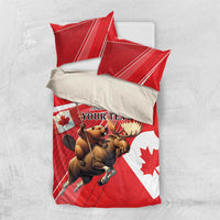 Personalized Beaver and Moose Happy Canada Day Bedding Set Est 1867 A Mari Usque Ad Mare
