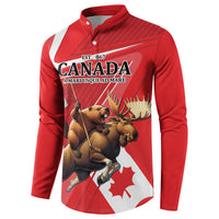 Personalized Beaver and Moose Happy Canada Day Button Sweatshirt Est 1867 A Mari Usque Ad Mare