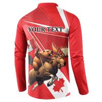 Personalized Beaver and Moose Happy Canada Day Button Sweatshirt Est 1867 A Mari Usque Ad Mare