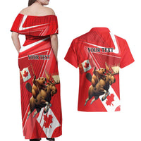 Personalized Beaver and Moose Happy Canada Day Couples Matching Off Shoulder Maxi Dress and Hawaiian Shirt Est 1867 A Mari Usque Ad Mare