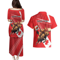 Personalized Beaver and Moose Happy Canada Day Couples Matching Puletasi and Hawaiian Shirt Est 1867 A Mari Usque Ad Mare