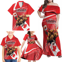 Personalized Beaver and Moose Happy Canada Day Family Matching Off Shoulder Maxi Dress and Hawaiian Shirt Est 1867 A Mari Usque Ad Mare