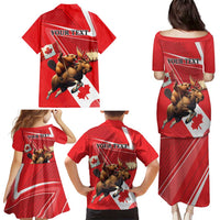 Personalized Beaver and Moose Happy Canada Day Family Matching Puletasi and Hawaiian Shirt Est 1867 A Mari Usque Ad Mare