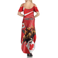 Personalized Beaver and Moose Happy Canada Day Family Matching Summer Maxi Dress and Hawaiian Shirt Est 1867 A Mari Usque Ad Mare