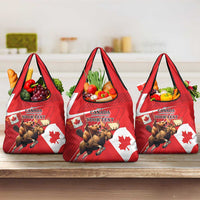 Personalized Beaver and Moose Happy Canada Day Grocery Bag Est 1867 A Mari Usque Ad Mare