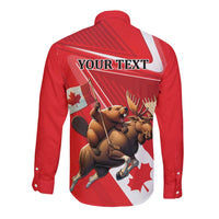 Personalized Beaver and Moose Happy Canada Day Long Sleeve Button Shirt Est 1867 A Mari Usque Ad Mare