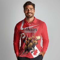 Personalized Beaver and Moose Happy Canada Day Long Sleeve Polo Shirt Est 1867 A Mari Usque Ad Mare