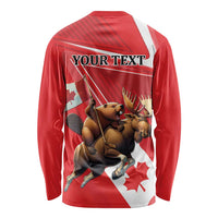 Personalized Beaver and Moose Happy Canada Day Long Sleeve Shirt Est 1867 A Mari Usque Ad Mare