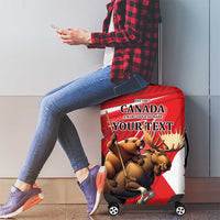 Personalized Beaver and Moose Happy Canada Day Luggage Cover Est 1867 A Mari Usque Ad Mare