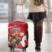 Personalized Beaver and Moose Happy Canada Day Luggage Cover Est 1867 A Mari Usque Ad Mare