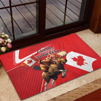 Personalized Beaver and Moose Happy Canada Day Rubber Doormat Est 1867 A Mari Usque Ad Mare