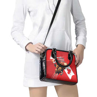 Personalized Beaver and Moose Happy Canada Day Shoulder Handbag Est 1867 A Mari Usque Ad Mare