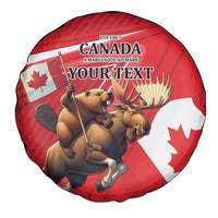 Personalized Beaver and Moose Happy Canada Day Spare Tire Cover Est 1867 A Mari Usque Ad Mare
