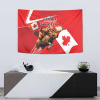 Personalized Beaver and Moose Happy Canada Day Tapestry Est 1867 A Mari Usque Ad Mare