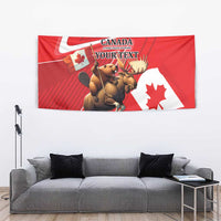 Personalized Beaver and Moose Happy Canada Day Tapestry Est 1867 A Mari Usque Ad Mare