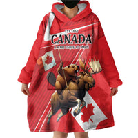 Personalized Beaver and Moose Happy Canada Day Wearable Blanket Hoodie Est 1867 A Mari Usque Ad Mare