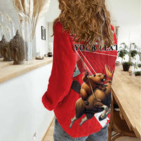 Personalized Beaver and Moose Happy Canada Day Women Casual Shirt Est 1867 A Mari Usque Ad Mare