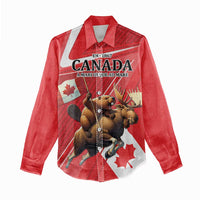 Personalized Beaver and Moose Happy Canada Day Women Casual Shirt Est 1867 A Mari Usque Ad Mare