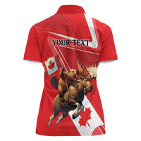 Personalized Beaver and Moose Happy Canada Day Women Polo Shirt Est 1867 A Mari Usque Ad Mare