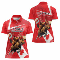 Personalized Beaver and Moose Happy Canada Day Women Polo Shirt Est 1867 A Mari Usque Ad Mare