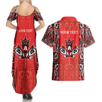 Personalized Canada Indigenous People Day Couples Matching Summer Maxi Dress and Hawaiian Shirt Haida Tribe Flag Tattoo Style