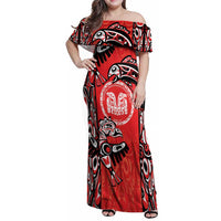 Personalized Canada Indigenous People Day Family Matching Off Shoulder Maxi Dress and Hawaiian Shirt Haida Tribe Flag Tattoo Style
