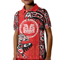 Personalized Canada Indigenous People Day Kid Polo Shirt Haida Tribe Flag Tattoo Style