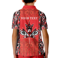 Personalized Canada Indigenous People Day Kid Polo Shirt Haida Tribe Flag Tattoo Style