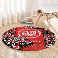 Personalized Canada Indigenous People Day Round Carpet Haida Tribe Flag Tattoo Style