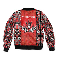 Personalized Canada Indigenous People Day Sleeve Zip Bomber Jacket Haida Tribe Flag Tattoo Style
