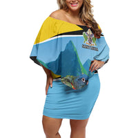 Personalized Pitons Saint Lucian Bougainvillea Family Matching Off Shoulder Short Dress and Hawaiian Shirt