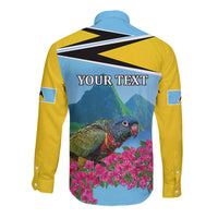 Personalized Pitons Saint Lucian Bougainvillea Long Sleeve Button Shirt