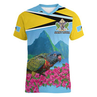 Personalized Pitons Saint Lucian Bougainvillea Women V-Neck T-Shirt