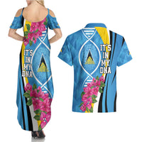 Saint Lucia Flag Pride It's in My DNA Couples Matching Summer Maxi Dress and Hawaiian Shirt