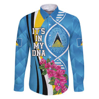 Saint Lucia Flag Pride It's in My DNA Family Matching Off Shoulder Short Dress and Hawaiian Shirt