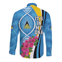Saint Lucia Flag Pride It's in My DNA Long Sleeve Button Shirt