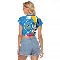 Saint Lucia Flag Pride It's in My DNA Raglan Cropped T Shirt