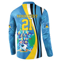 Custom Saint Lucia Football Button Sweatshirt Sporty Pattern