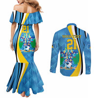 Custom Saint Lucia Football Couples Matching Mermaid Dress and Long Sleeve Button Shirt Sporty Pattern