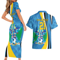 Custom Saint Lucia Football Couples Matching Short Sleeve Bodycon Dress and Hawaiian Shirt Sporty Pattern