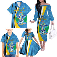 Custom Saint Lucia Football Family Matching Off The Shoulder Long Sleeve Dress and Hawaiian Shirt Sporty Pattern