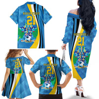 Custom Saint Lucia Football Family Matching Off The Shoulder Long Sleeve Dress and Hawaiian Shirt Sporty Pattern