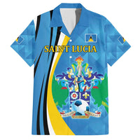 Custom Saint Lucia Football Family Matching Off The Shoulder Long Sleeve Dress and Hawaiian Shirt Sporty Pattern