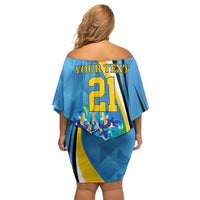 Custom Saint Lucia Football Family Matching Off Shoulder Short Dress and Hawaiian Shirt Sporty Pattern