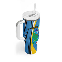 Custom Saint Lucia Football Tumbler With Handle Sporty Pattern