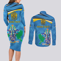 Personalized Saint Lucia Independence Day Couples Matching Long Sleeve Bodycon Dress and Long Sleeve Button Shirt Since 1979