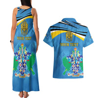 Personalized Saint Lucia Independence Day Couples Matching Tank Maxi Dress and Hawaiian Shirt Since 1979