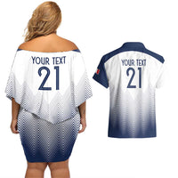 Custom France Rugby Couples Matching Off Shoulder Short Dress and Hawaiian Shirt Summer Paris 2024 LT9 - Wonder Print Shop