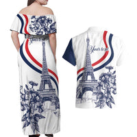 Custom France Women Rugby Couples Matching Off Shoulder Maxi Dress and Hawaiian Shirt Summer Flowers 2024 LT9 - Wonder Print Shop